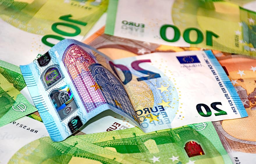 euro, bani, bani lichizi, finanţa, valută, bogatie, bancnote, profit, valoare, financiar, 20 de euro pe factură