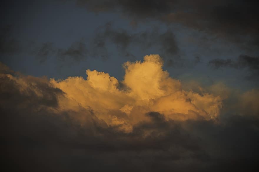 bulutlar, gökyüzü, gün batımı, alaca karanlık, doğa, hava, bulut, arka, mavi, akşam karanlığı, Sarı