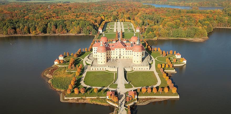 castillo de moritz, castillo, turismo, Sajonia, Dresde, arquitectura, edificio, histórico, meissen, fotografía de drones, vista aérea