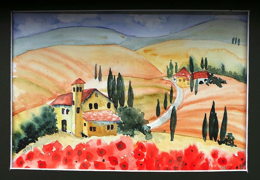 paisatge, Itàlia, Toscana, pintura