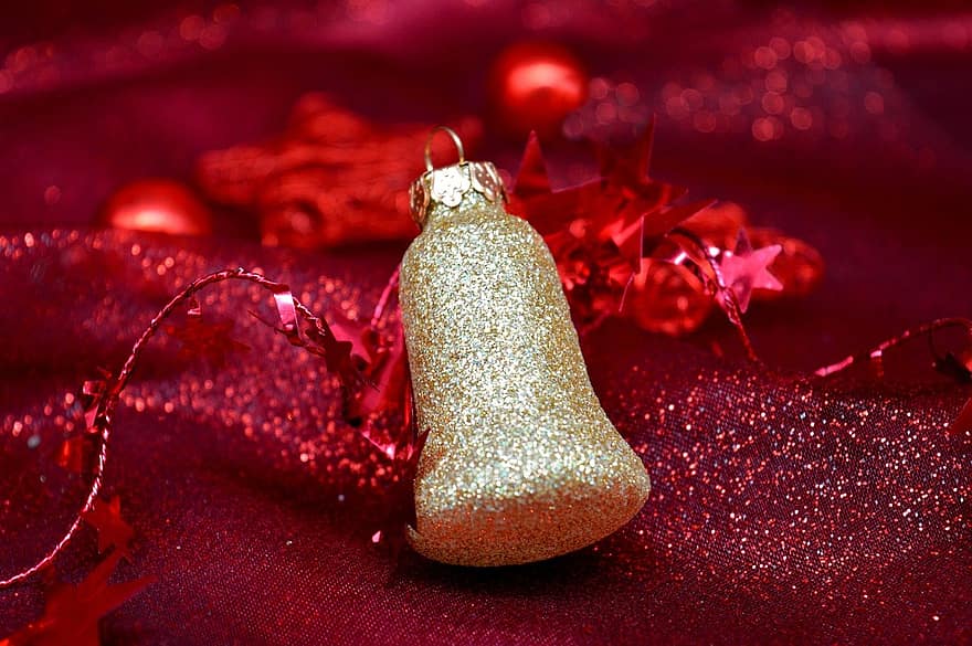 Christmas, Bell, Ornament, Decoration, Theme, Season, Holiday, shiny, celebration, close-up, backgrounds