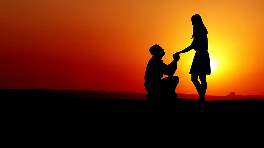 Sunset, Shadow, Color, Couple, Silhouette, People, Woman, Sky, Love, Twilight