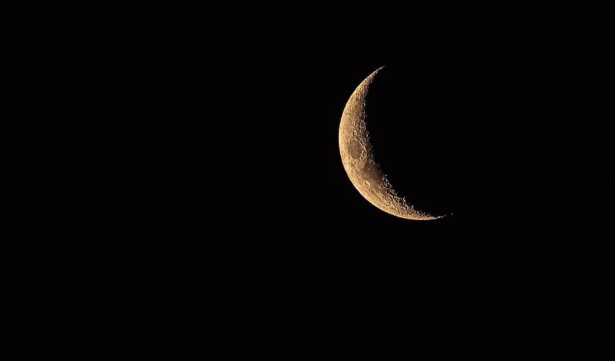 Луна, астрономия, спутник, полумесяц, ночное небо, лунный кратер