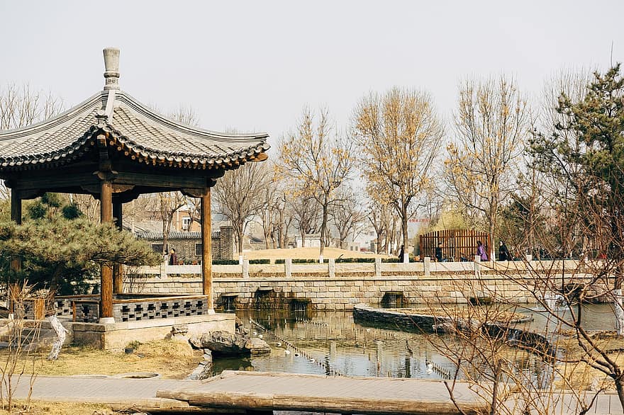 templu, pagodă, pavilion, arhitectură, antic, parc, grădină, Asia, tradiţional, călătorie, cultură