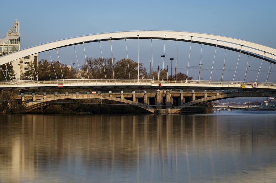 pont, riu, reflexió, exposició llarga, aigua, estructura, ciutat, lyon