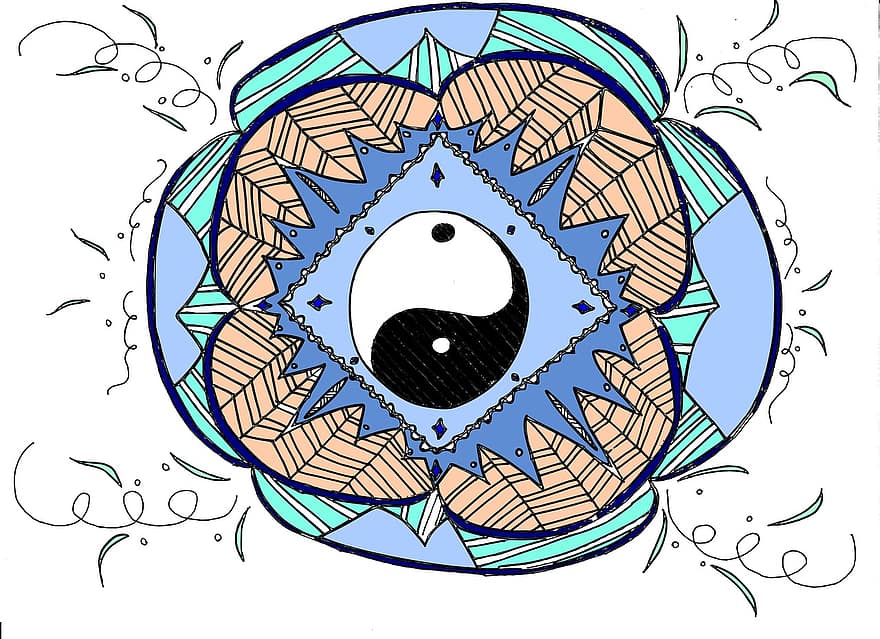 mandala, balans, Ying Yang, inspirera, konstnärlig, meditation, holistiskt, tapet, ritning, dekoration