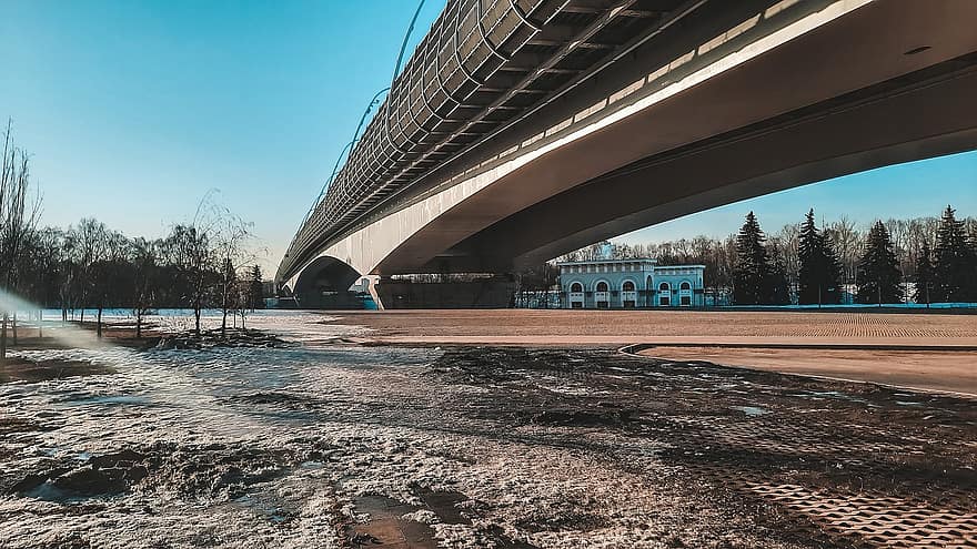 strada, architettura, paesaggio urbano, autostrada, traffico, vita di città, città, ponte, all'aperto, Mosca, Russia