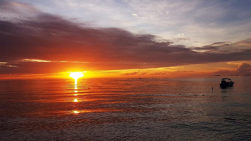 Dom, puesta de sol, romance, romántico, Abendstimmung, nubes, mar, puesta de sol en el mar, vacaciones, turismo, meditación