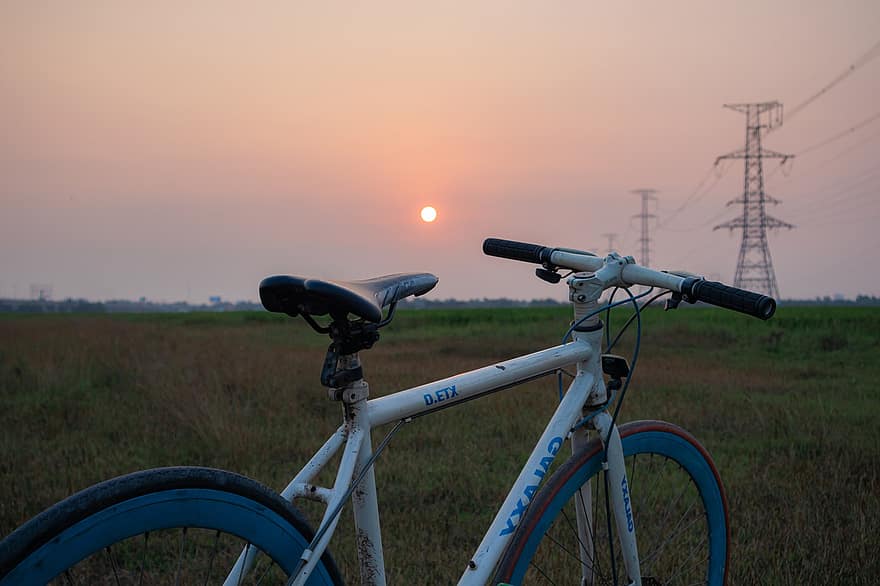 साइकिल, सूर्य का अस्त होना, गतिविधि, यात्रा, अन्वेषण, सायक्लिंग, बाइक, गोधूलि बेला, व्यायाम, खेल, गर्मी