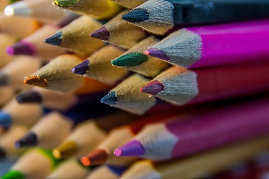 creioane, colorate, artă, artistic, colorat, educaţie, şcoală