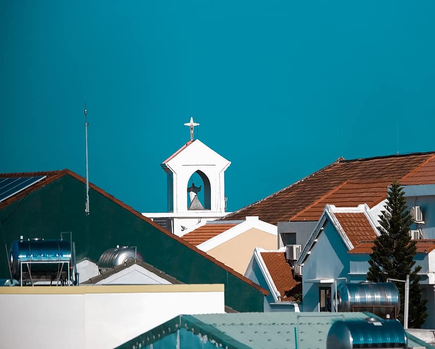 Església, casa de teulada, cel, vietnam