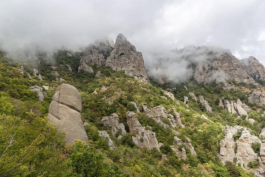 roccia, Crimea, viaggio, rocce, paesaggio, natura, estate, cielo, montagne, montagna, Russia