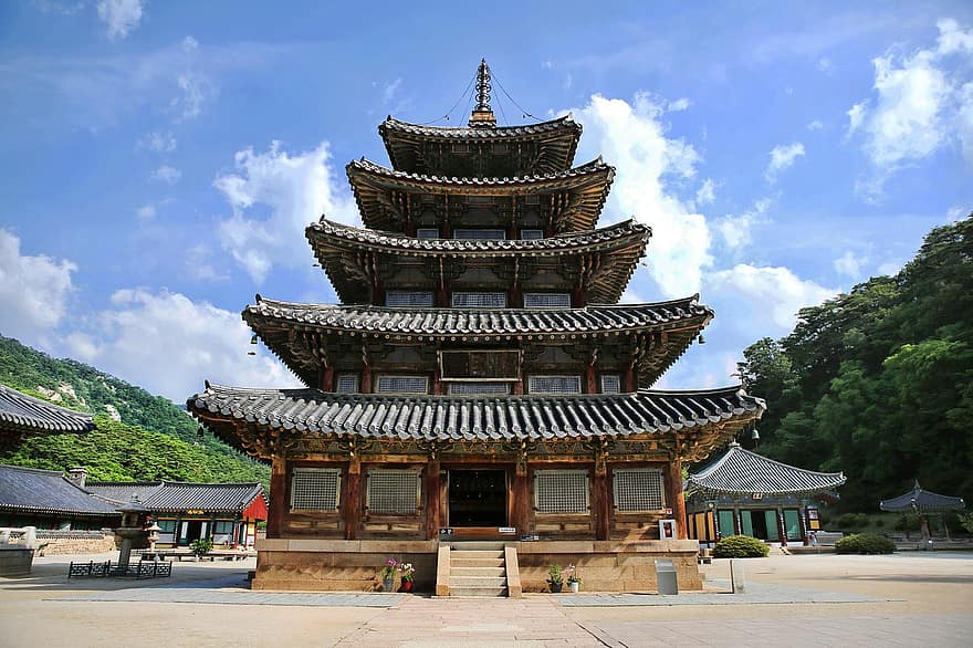 songnisan, Beopjusa, šventykla, kelionė, turizmą, Korėja, kraštovaizdį, budizmas, Korėjos Respublika