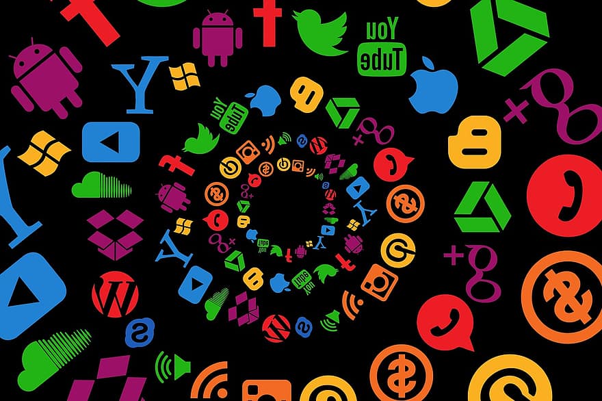 icône, les réseaux, l'Internet, social, réseau social, logo, Facebook, commercialisation, une analyse, concept, la mise en oeuvre