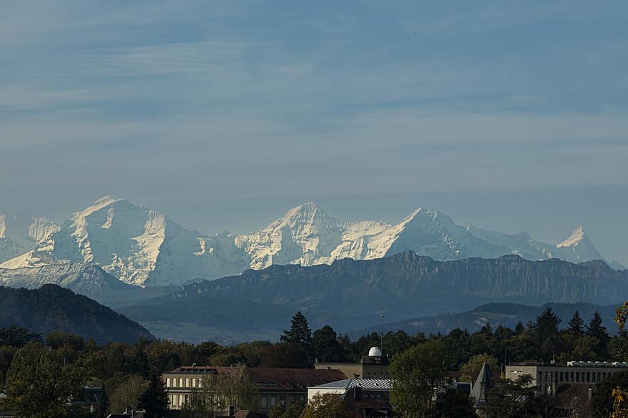 góry, pasmo górskie, alpejski, eiger, Alpy Berneńskie, Alpy, krajobraz górski, pokryte śniegiem góry, Natura, krajobraz, Szwajcaria