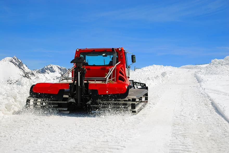 traktor, musim dingin, bajak salju, musim, cuaca, putih, kendaraan, dingin, gunung, alpine, salju
