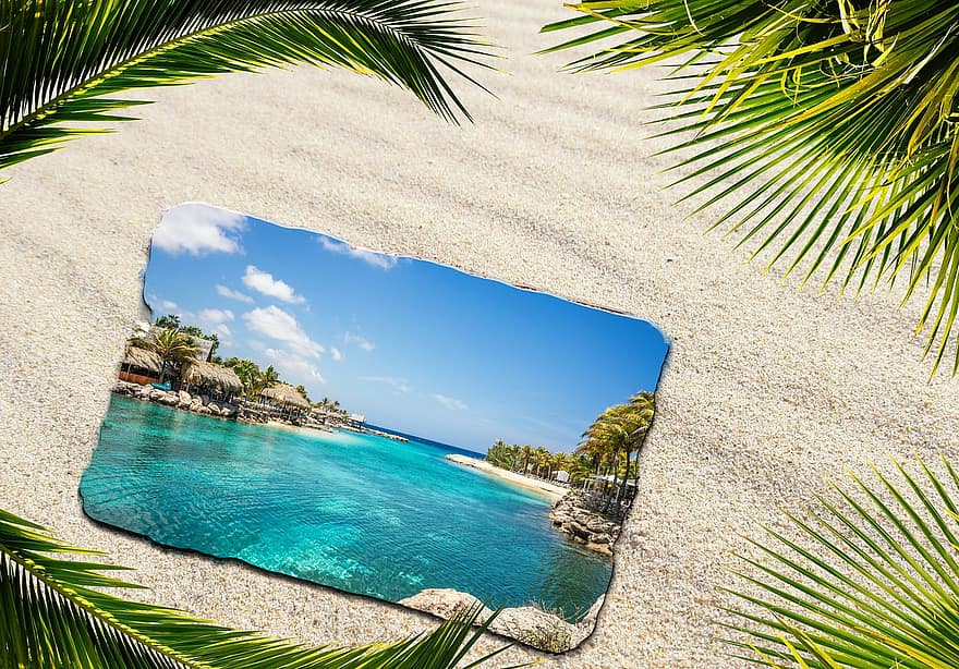 фоново изображение, пясък, пътуване, поздравителна картичка, курорт, Карибите