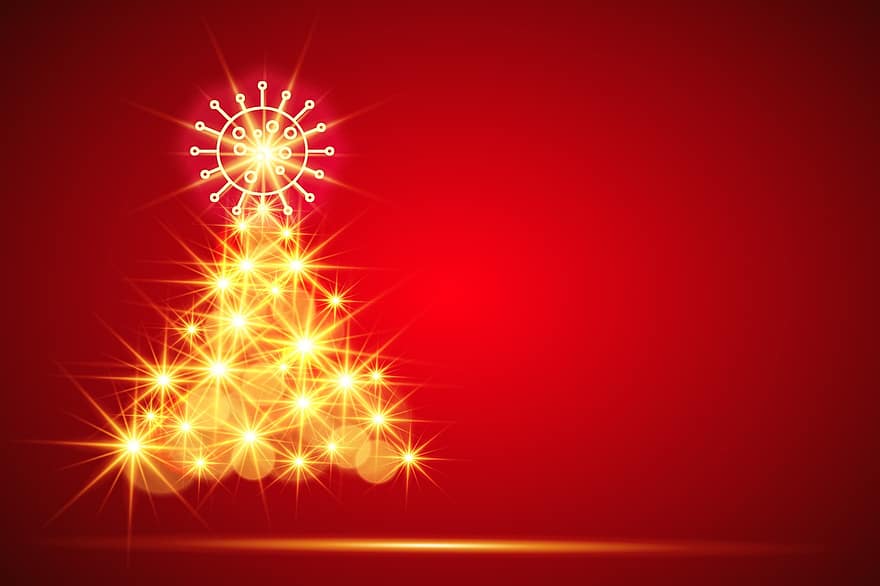 árbol de Navidad, estrella, virus, Navidad, fondo, Feliz Navidad, vacaciones, elegante, saludo, celebracion, decorativo