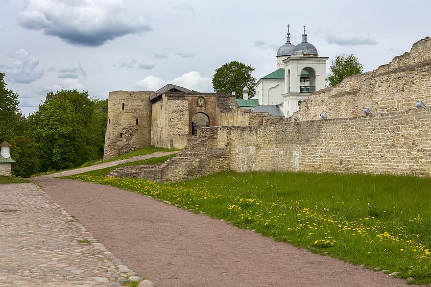 фортеця, собор, Ізборська фортеця, росія, собор Миколая, історичний