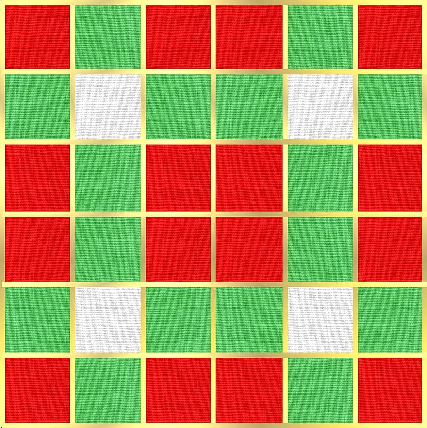 Christmas, Fabric, Textile, Red, Green, Gold, White, Pattern, Design, Geometric, Blocks