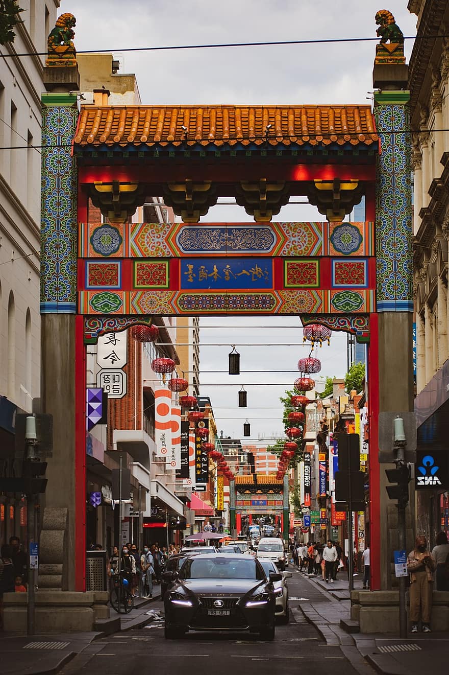 Straße, China Town, der Verkehr, Autos, Kleine Bourke Street, Melbourne, Australien, Chinesisch, städtisch, Geschäft, orientalisch