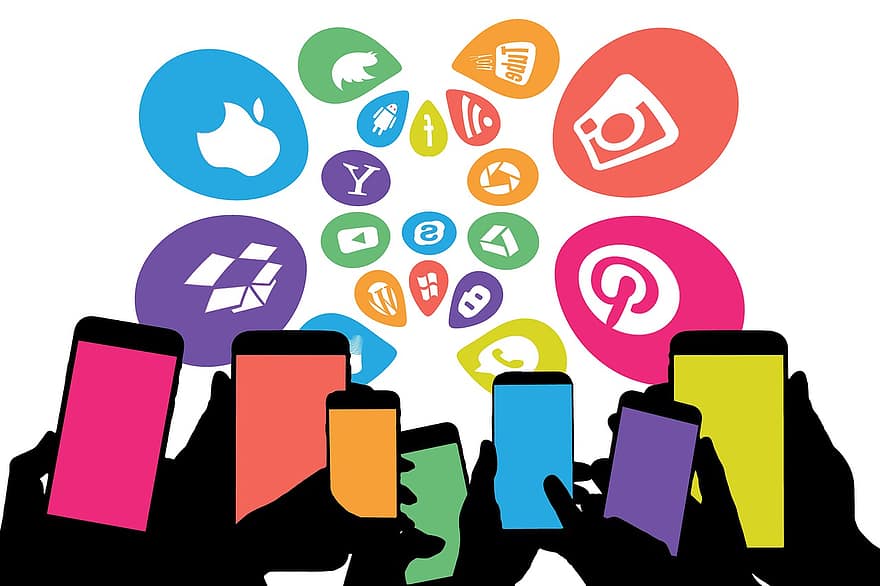 sociální média, sociální síť, Internet, síť, mobilní aplikace, multimédia, sdělení, médií, ikona, aplikace, sítí