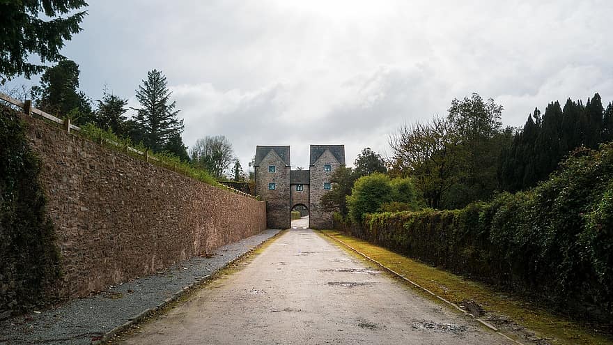 kastély, középkori, Ijesztő, tájékozódási pont, Lismore Castle Gatehouse, történelmi, építészet, rejtélyes, fantázia, Írország, misztikus