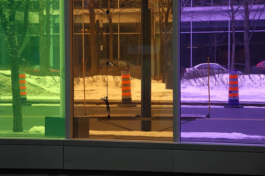 Montreal, kužel, budova, kongresové centrum, vitrína, ulice, bulvár, okno