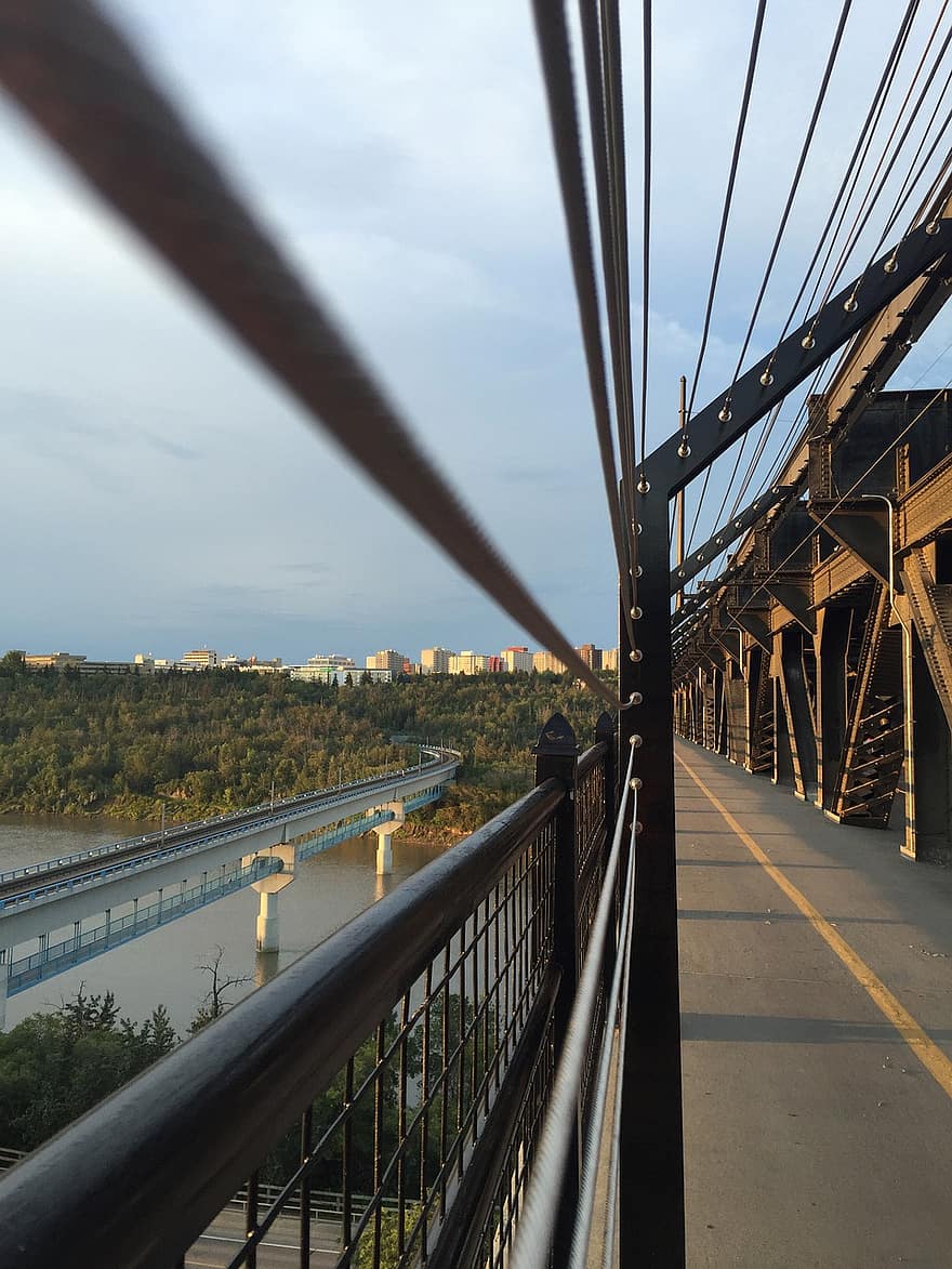 pod, Calea Pe Pod, pistă de biciclete, curata liniile, Valea raului, Pista de biciclete urbană, arhitectură, peisaj, mers pe jos, râu, balustradă