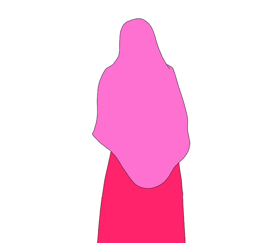 Muslim, 2d, Cartoon, Woman, Veil, Pose