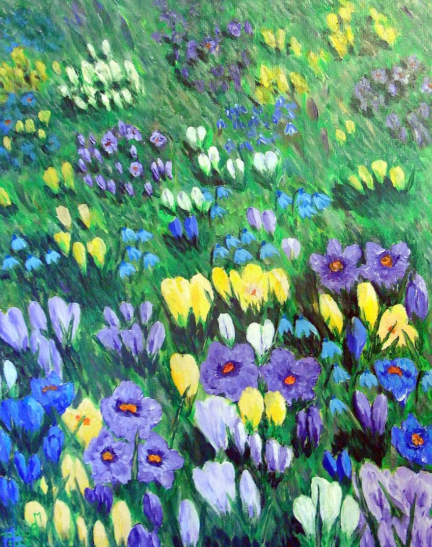 Crocus, Flowers, Painting, Image, Art, Paint, Color, Artistically, Image Painting, Artists, Composition