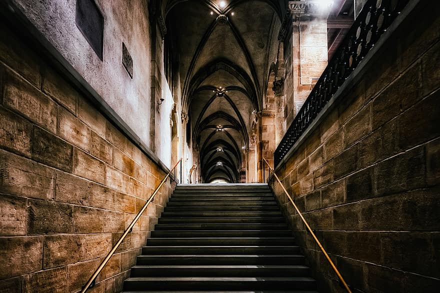 Stairs, Emergence, Church, Cloister, Staircase, Stairway, Stairwell, Steps, Architecture, Arches, Hallway