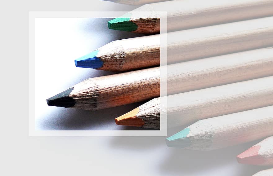 zobrazující, tužka, hnědý, barvitý, barevné tužky, kancelář, barva, žlutá, tvořivý, umění, umělci