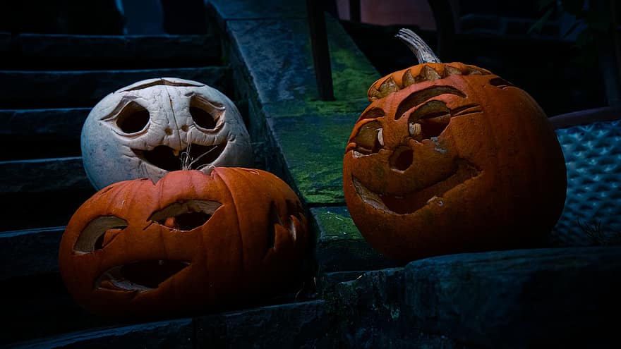 halloween, bí ngô chạm khắc, đèn bí ngô, Halloween vui vẻ
