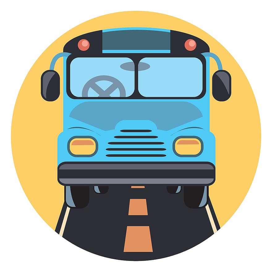 buss, ikon, bil, bilikoner, resa, väg