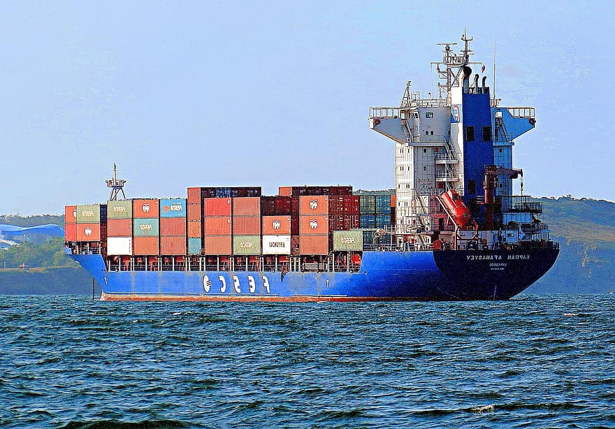 containerskip, frakteskip, vannfartøy, hav