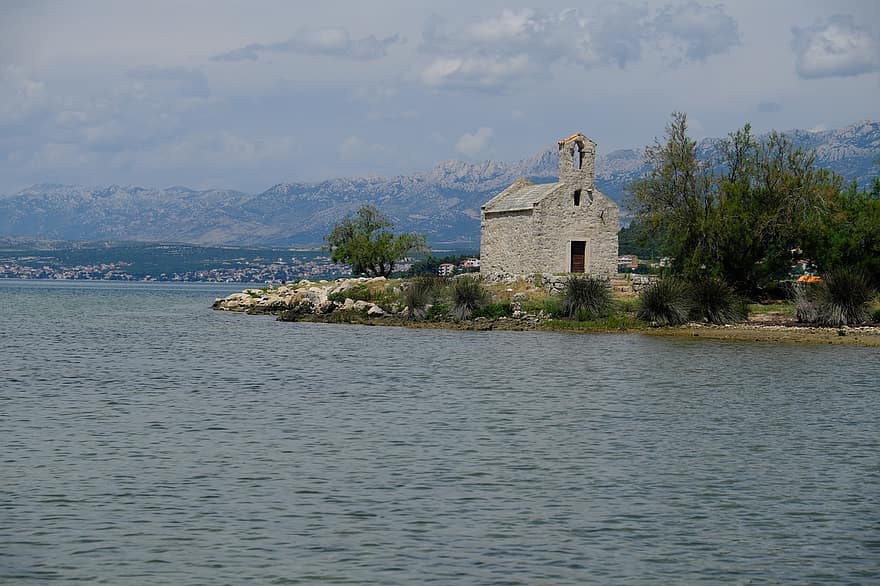capilla, isla, Croacia, Mediterráneo, mar Adriatico, vacaciones, mar, costa, Europa