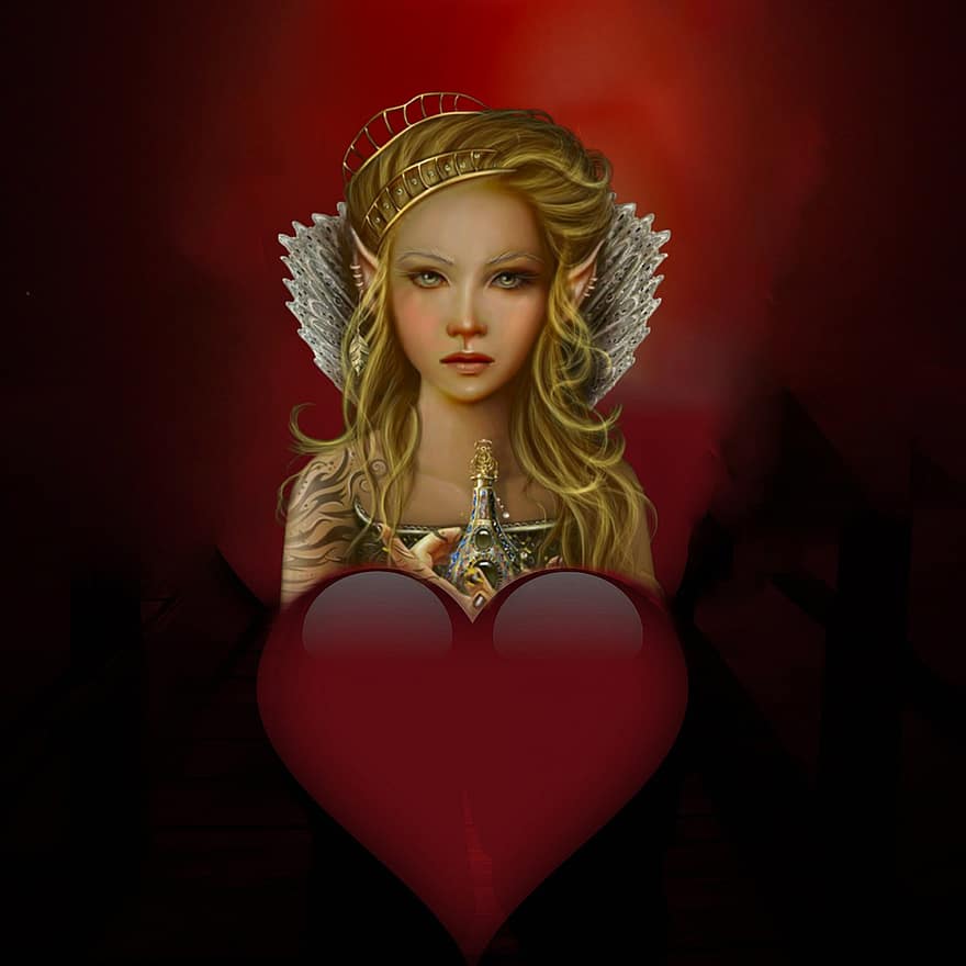 Heart, Fairy, Crown, Queen, Character, Design