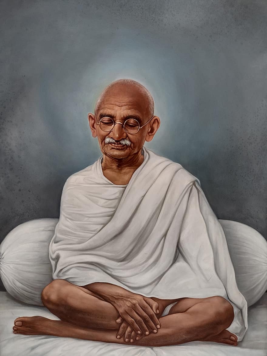 Gandhi, Indian, Mahatma, Non-violence, dom, dom Fighter, Gandhiji, men, one person, adult, sitting