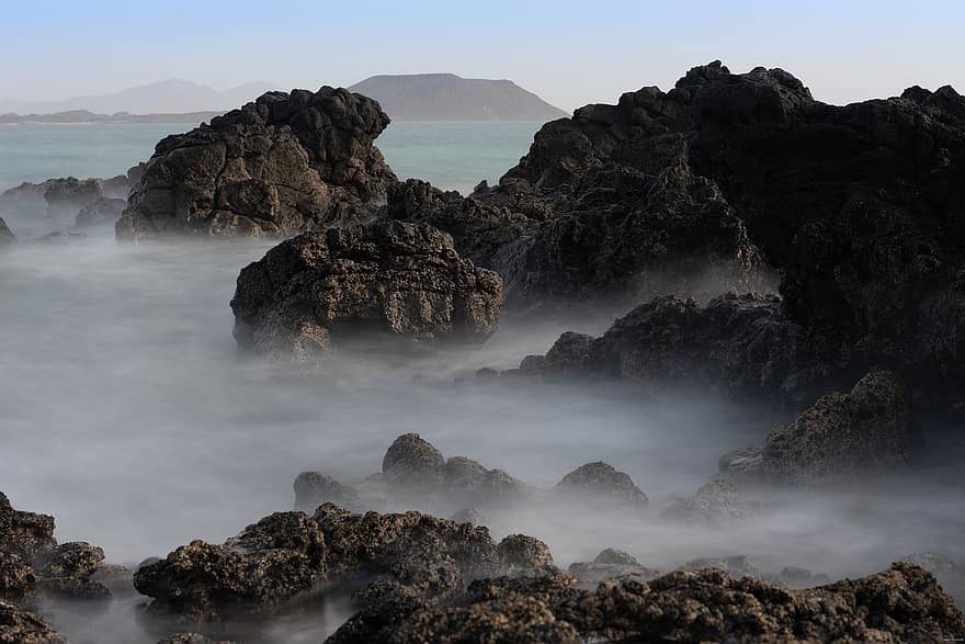 海岸、海、霧、ロッキー、岩石の多い海岸、岩、ミスト、シーサイド、海洋、風光明媚な、自然