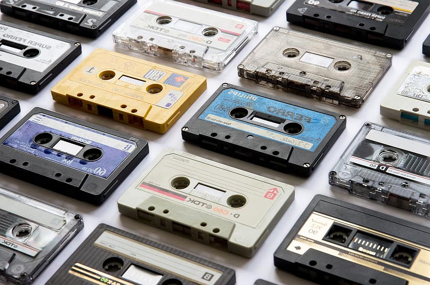 cassettes, tapes, muziek-, audio, wijnoogst, geluid, retro, opname, walkman, oud, analoog