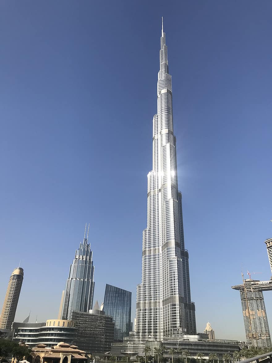 by, bygning, arkitektur, rejse, turisme, Dubai, burj khalifa, skyskraber, bygning udvendig, berømte sted, bygget struktur