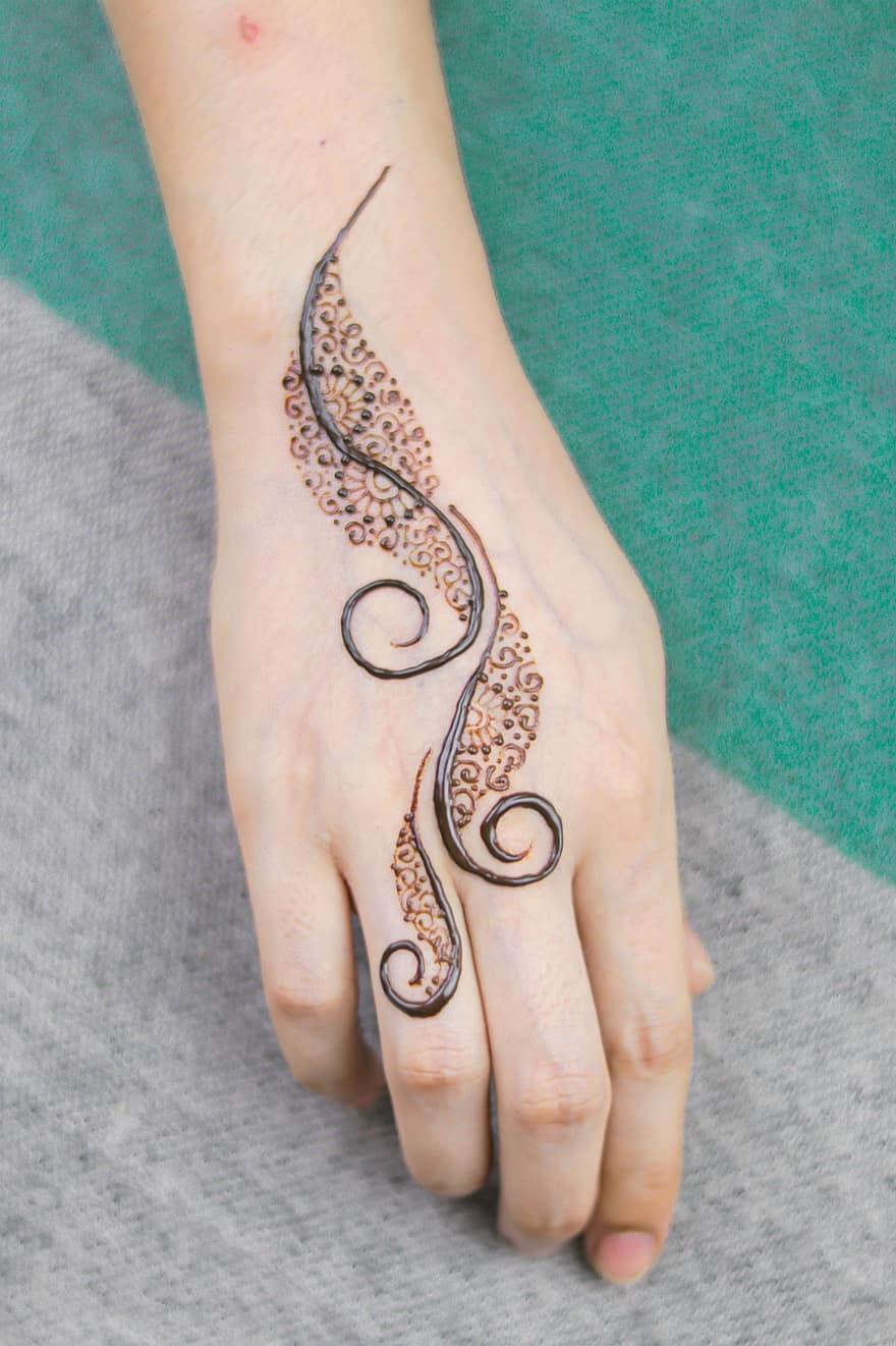 самка, гарний, фон, дівчина, фарба, палець, індійський, татуювання, хна, моди, традиційний