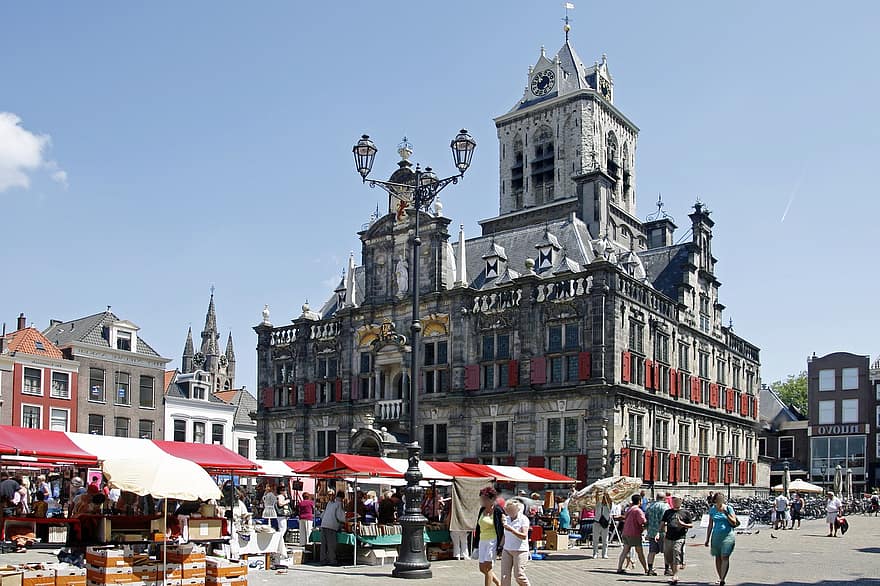 reise, turisme, by, Delft, marked, hus, arkitektur, berømt sted, bygge eksteriør, kulturer, bygget struktur