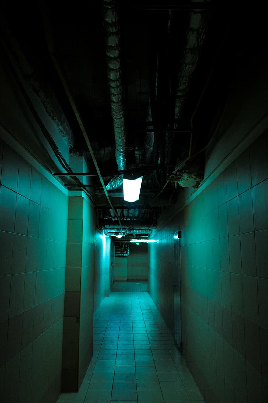 Hallway, Dark, Empty, Light, Grunge, City