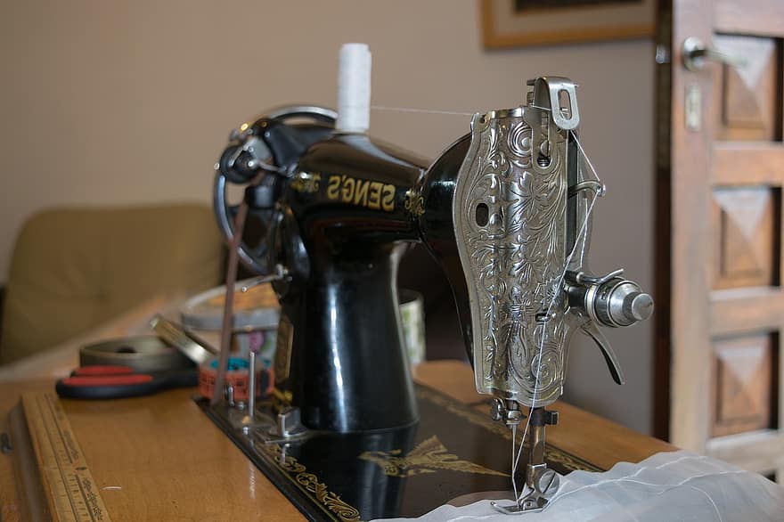 Sewing Machine, Skill, Sew, Weaver, Threads, Hands, Manual, tailor, sewing, textile, close-up