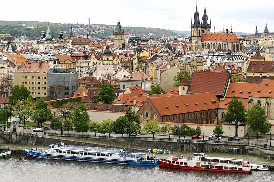 vltava flod, prag, stad, urban, arkitektur, Tjeckien, stadsbild, känt ställe, resa, vatten, tak