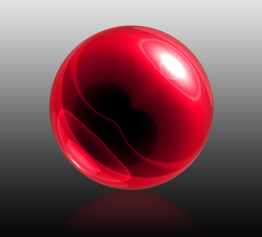 cerchio, sfera, forma, Piano, rosso, colore, design, riflessione