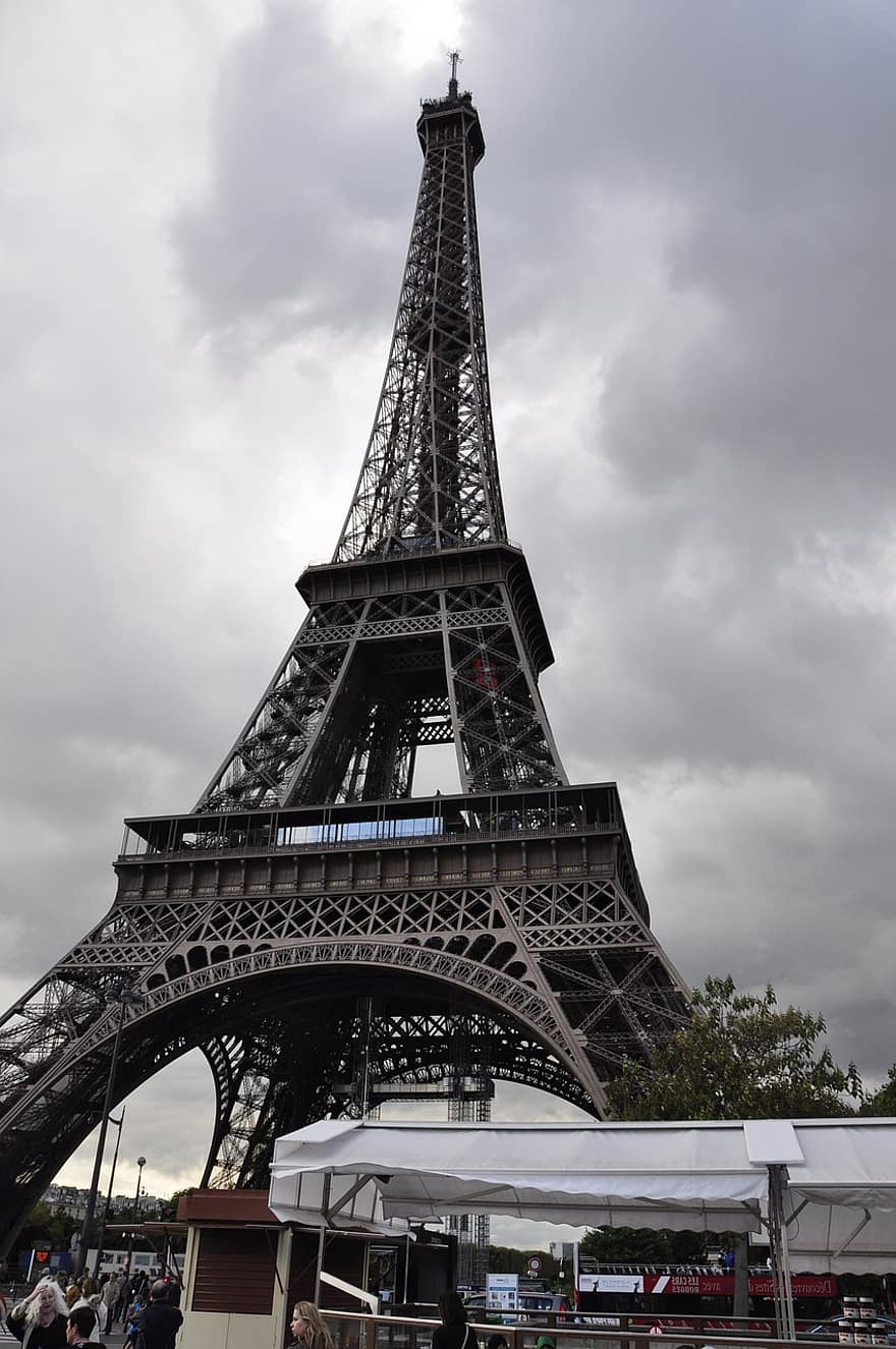หอไอเฟล, ปารีส, ฝรั่งเศส, หลักเขต, เมือง, ยุโรป, นักท่องเที่ยว, สถาปัตยกรรม, ท้องฟ้า