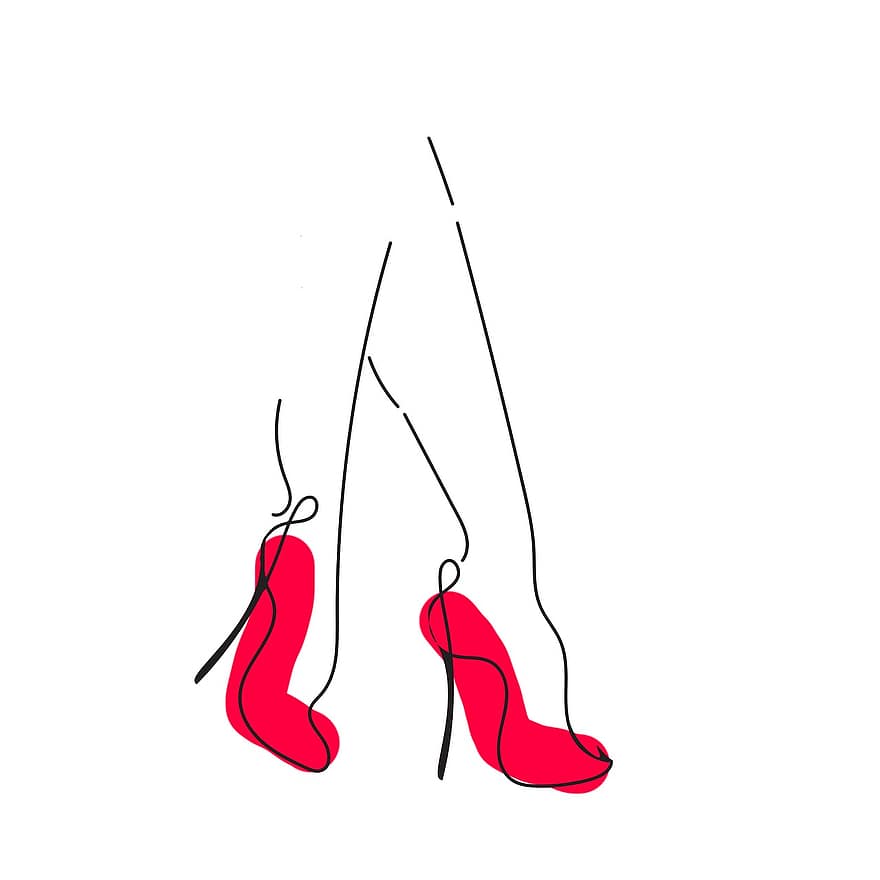 pantofi, pompe, picioare, tocuri, pantofi cu toc, desen, artă, Modă, ilustrare, pantof, femei